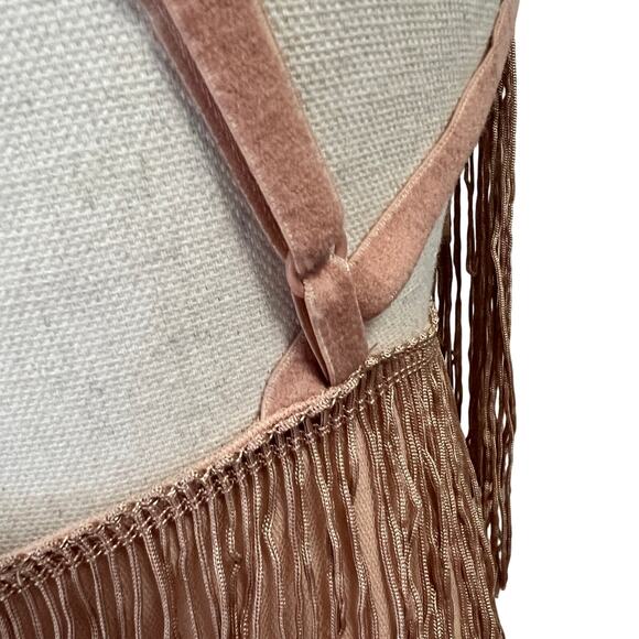 ASOS Fringe Halter Strappy Slip Dress - Women's Size 6 - Peach - Picture 5 of 14